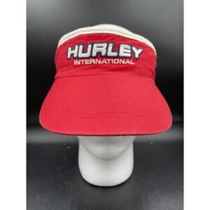 VTG Hurley International Visor Golf Tennis Red White Roadhouse Adjustable Y2k
